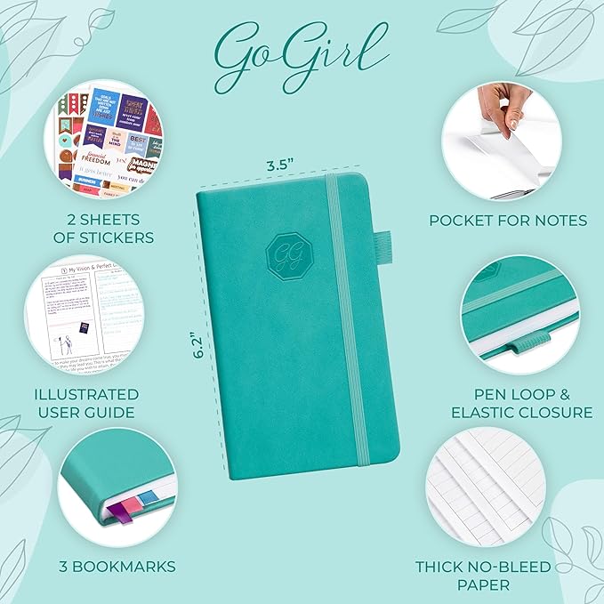 GoGirl Planner and Organizer for Women – Pocket Weekly Planner, Goals Journal & Agenda for Time Management & Productivity. Undated (Turquoise)