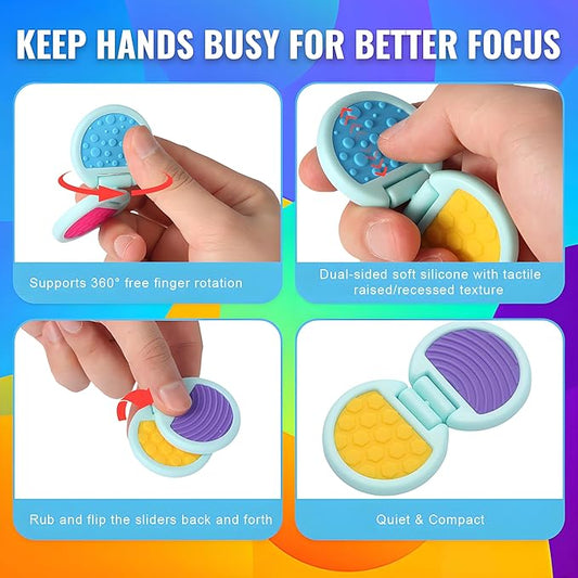 Fidget Toys Adults, Sensory Toys for Kids with Autism, Anxiety Relief Items for ADHD Stress Relief, Fun Fidgets for Teens Textured & Flip Slider - Treasure Box Toys for Classroom (6pcs)