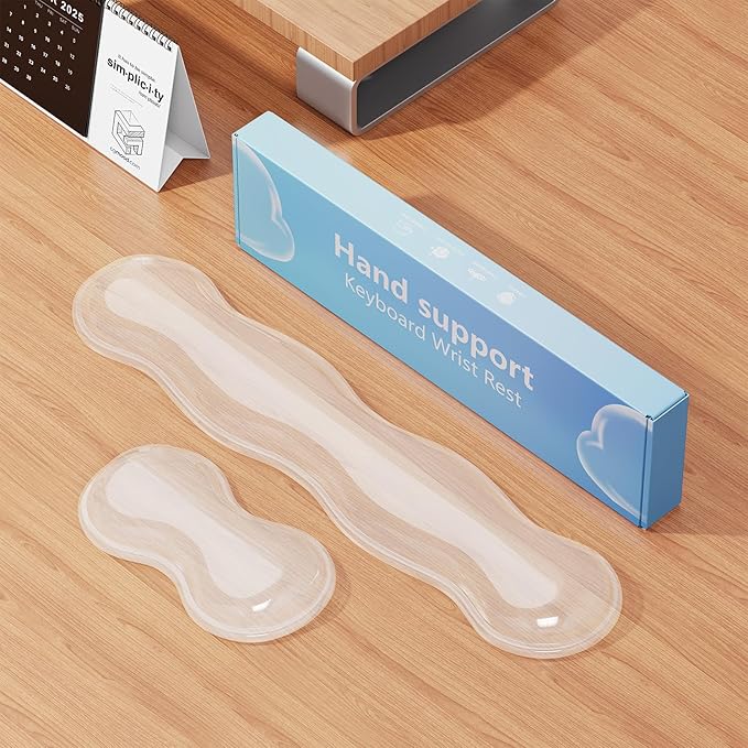 Gel Keyboard and Mouse Wrist Rest Set, Comfort Ergonomic Wrist Support, for Wrist Pain Relief, Computer Keyboard Wrist Rest (Transparent)