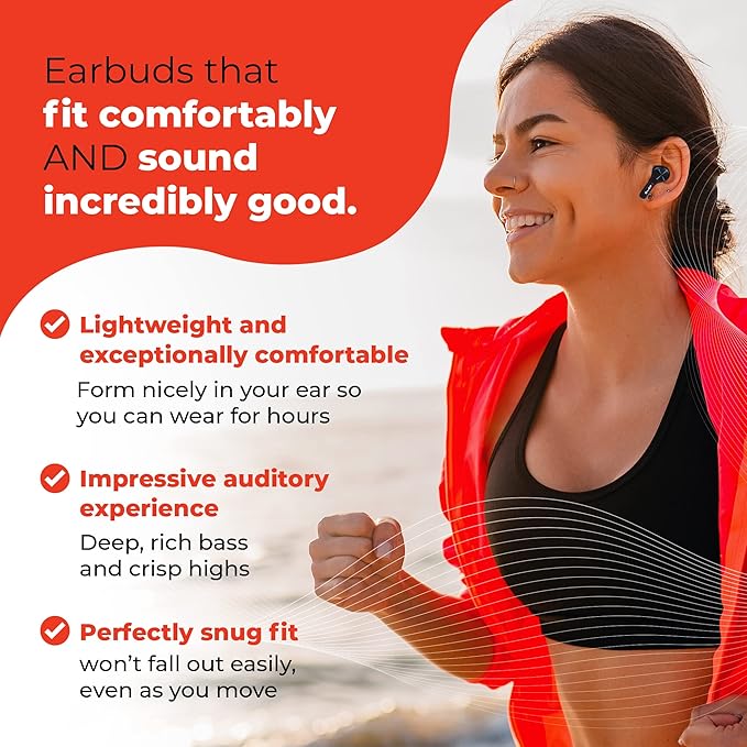 Go-To's Earbuds Wireless Bluetooth with Dual Mics & Touch Control for iPhone & Android - Noise Canceling Earbuds for Gym & Exercise