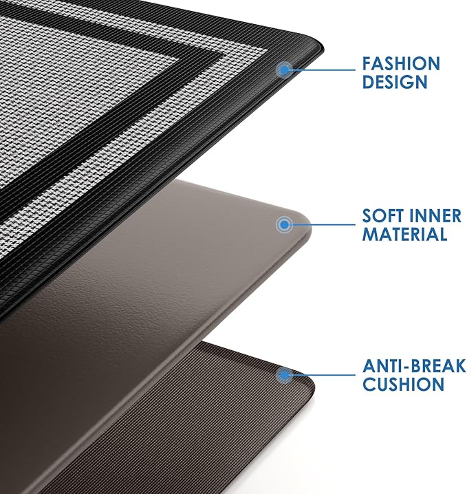 LuxStep Kitchen Mats [2 PCS] Cushioned Kitchen Rugs Anti-Fatigue Floor Comfort Mat,Non-Slip Standing Desk Mat,Waterproof Kitchen Rug Set for Kitchen,Floor,Office,Classic Black