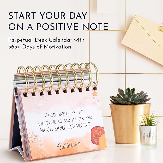 Motivational Calendar - Daily Flip Calendar with Inspirational Quotes - Inspirational Desk Decor for Women, Office Decor for Women Desk, Inspirational Gifts for Women, Desk Accessories for Women