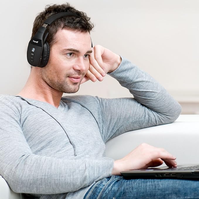 BlueParrott S450-XT Stereo Bluetooth Wireless Headphones 82% Noise Canceling Over Head Headset with Mic for Music and Calls, Hi-Fi Stereo Audio, 300 ft. Wireless Range, 24 hrs. Talk Time, Black