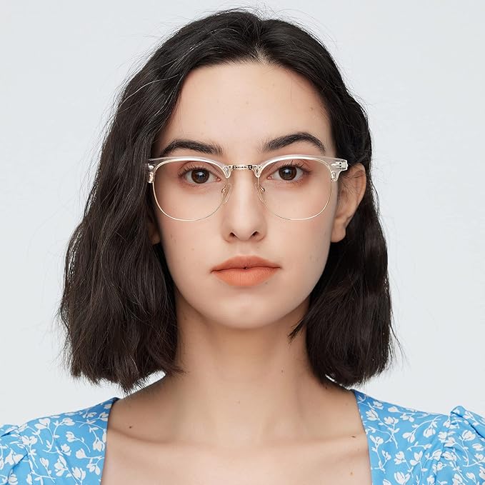 GUDVUE Blue Light Glasses, Computer/Gaming/TV/Phones Glasses for Women/men, Anti Glare/UV400/Eye Strain, Clear/Golden