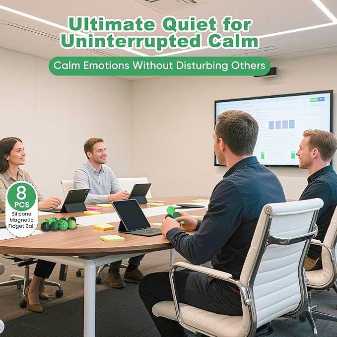 4 Pieces Fidget Toys Adults Magnetic Fidget Balls Silicone Magnetic Fidgets Anxiety Relief Items for Anxiety ADHD Portable Desk Toys for Office Travel Home Party Gift Class Prizes(Green, 4)