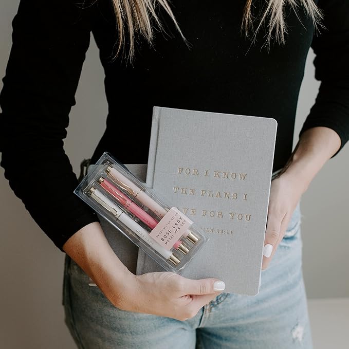 Sweet Water Decor Cute Motivational Lined Composition Notebook for Women, 100 Ruled Pages for Writing, Diary with Fabric Inspirational Cover (For I Know The Plans I Have For You)