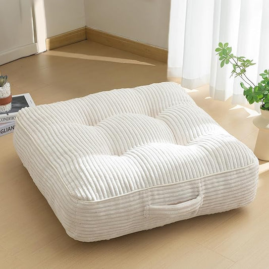 6" Washable Floor Pillow Cushion for Adults, Meditation Cushion Pillow, Large Square Floor Sitting, Removable Tufted Corduroy Cover, for Tatami Living Room or Yoga, 22x22 Inch, Machine Washable