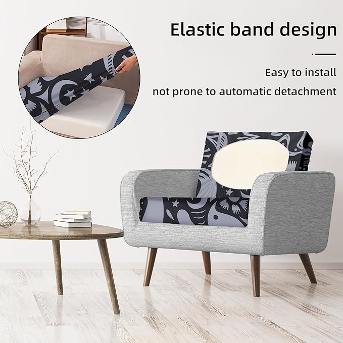 8Pcs Stretch Patio Cushion Covers,for Outdoor Couch Cushion Covers Replacement,Outdoor Sofa Covers Patio Slipcovers Couch Cover,Washable Furniture Cover (Pigeon 1, Cover Only)