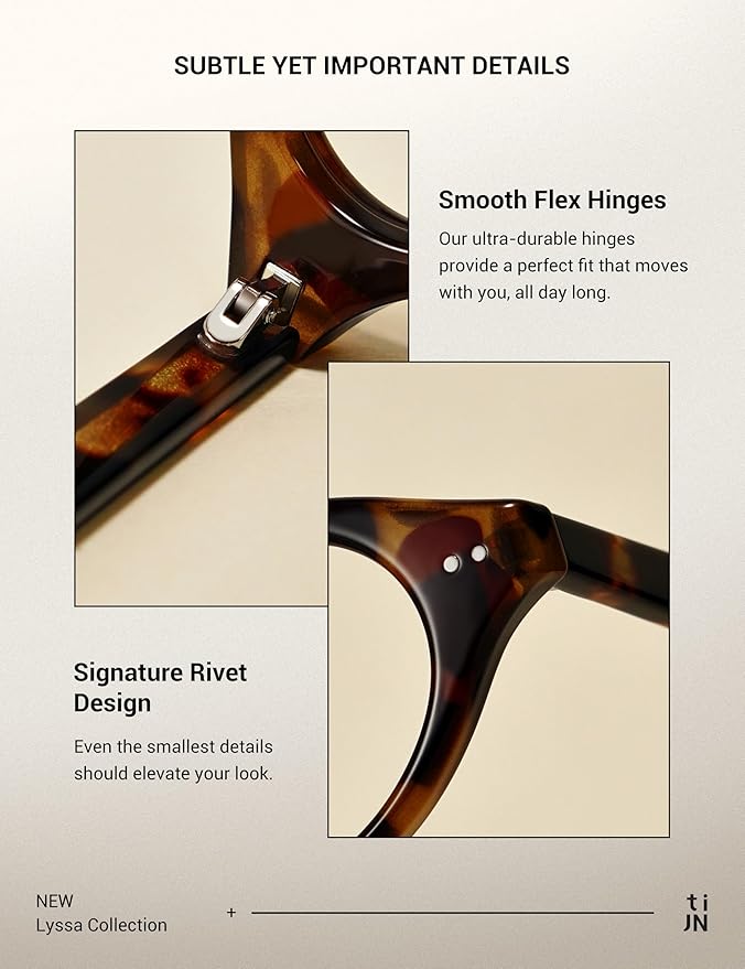 TIJN Olisa Blue Light Blocking Glasses for Women Men,Oval Glasses Frame Bluelight Glasses for Gaming/Computer/Screen