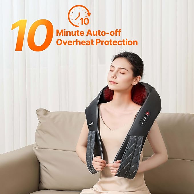 Neck Shoulder Massager with Heat - Cordless Back and Neck Massage Pain Relief Deep 5D Tissue Shiatsu Kneading Massager for Shoulder Back Leg Gifts for Mom Dad Men Women Her Him