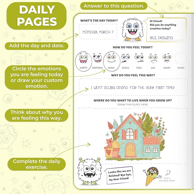 Clever Fox Kids’ Journal – Daily Feelings & Gratitude Notebook for 8+ Children – Child’s Planner & Mood Tracker for Journaling & Writing (Apple Green)