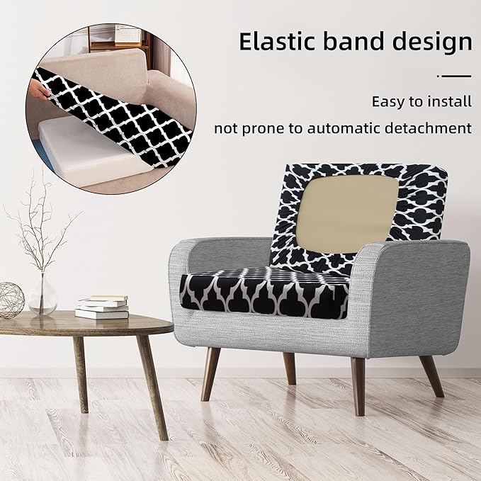 8Pcs Stretch Patio Cushion Covers,Outdoor Couch Covers Replacement,Outdoor Couch & Sofa Slipcovers,for Patio Furniture Cushion Covers,Washable Reusable Furniture Protector (Lingge Grey,Cover Only)