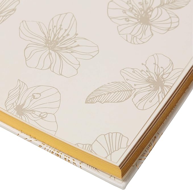 Eccolo Desk Size Hardcover Journal, 256 Lined Page Notebook with Gold Edge Paper, 8-x-10-inch, Gold Flower