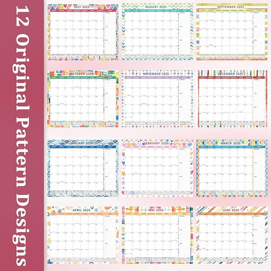 Ospelelf Desk Calendar 2025-2026 Large 22"x17" Monthly Family Planner Pad with Protective Cover 18 Months July 2025 to December 2026 Geometry