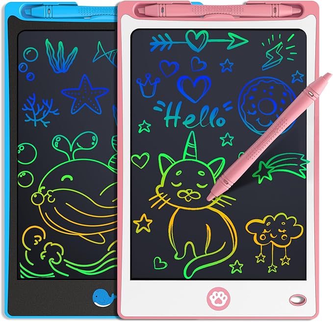 Hockvill LCD Writing Tablet for Kids 8.8 Inch, Toys for Girls Boys Drawing Pad for 3 4 5 6 7 Year Old Kid, Toddler Magnetic Doodle Board Travel Essential Christmas Birthday for Children BluePink