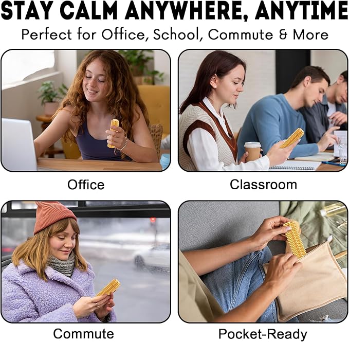 Fidget Roller Adults Teens Sensory Little Stim Gadget for Anxiety Relief Mild Ouchie,Desk Focus Tool Portable Hand Spinner Gifts Idea White Elephant Stocking Christmas(Gold,Full Grip)