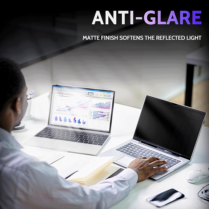 Privacy Screen for 12.4 Inch Surface Laptop Go 3/2/1, MagicSuction™ Removable Anti Spy Black Protector, Glare Blue Light Filter for Microsoft Laptop Computer Monitor