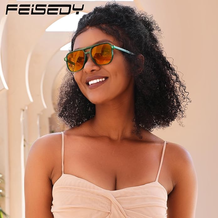 FEISEDY Amber Blue Light Glasses for Computer Gaming Anti Eyestrain Sleep Glasses G2835