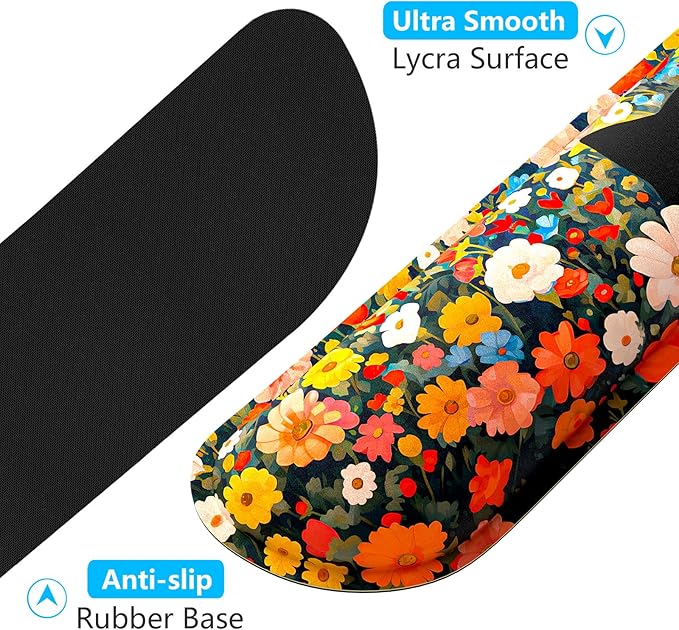 Dapesuom Enlarge Keyboard Wrist Rest, Memory Foam Wrist Cushion for Desk Mats Support, Typing Pain Relief Keyboard Mouse Pad Rests Set with Non-Slip Base for Gaming Laptop Computer, Cat Flower Bush