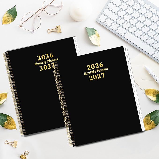 2026-2027 Monthly Planner, 2 Year Monthly Planner/Calendar 2026-2027, Jan 2026 – Dec 2027, 9" x 11", Tabs, Double-Side Pocket, Holidays, Thick Paper