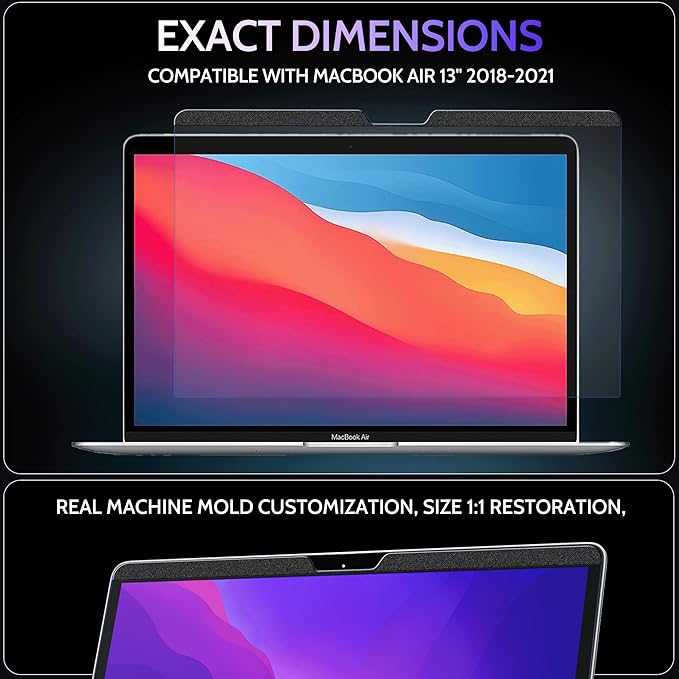 Magnetic Anti Blue Light Screen Protector for MacBook Air 13 Inch (2018-2021, M1), Removable Glare Filter for 13.3" Mac Laptop Computer