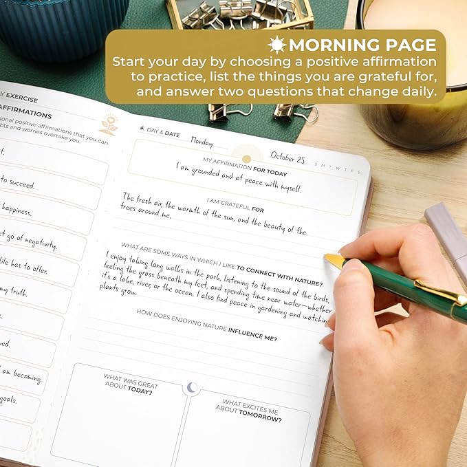 Clever Fox Gratitude Journal Premium - Happiness, Positivity & Affirmation Journal – Inspirational Daily Notebook, 6 Months (Rose Gold)