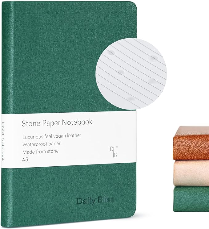 Daily Bliss Stone Paper Journal Premium A5 Hardcover Vegan Leather Notebook Journal | 160 Pages | Premium Quality Professional Notebook For Men and Women |Comes With Gift Box Waterproof Notebook