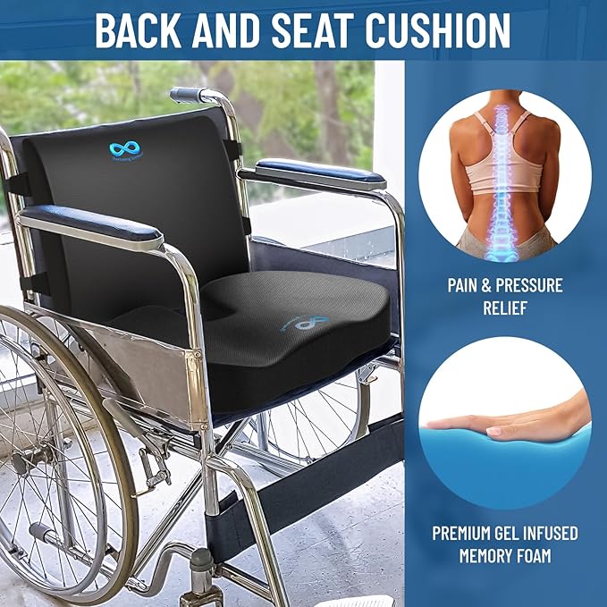 Everlasting Comfort Doctor Recommended Memory Foam Seat Cushion for Office Chairs & Car Seat - Ergonomic Office Desk Accessories for Tailbone Pain Relief, Sciatica & Back Support