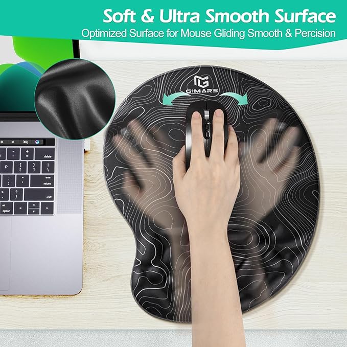 Gimars Upgrade Ergonomic Ultra-Soft Foam Keyboard Mouse Pad Wrist Rest Set, Smooth &Enlarge Wrist Support for Pain Relief, Computer, Laptop, Mac, Gaming, Office