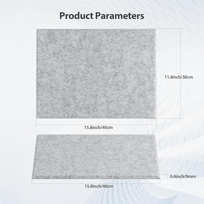 12 Pack Acoustic Panels Self Adhesive Sound Proof Foam, High Density Sound Acoustic Panel, 16X12X0.4 Inch 4:3 Rectangle Panels in Home, Office, Reccording Room, Studio,more(Silver Gray)