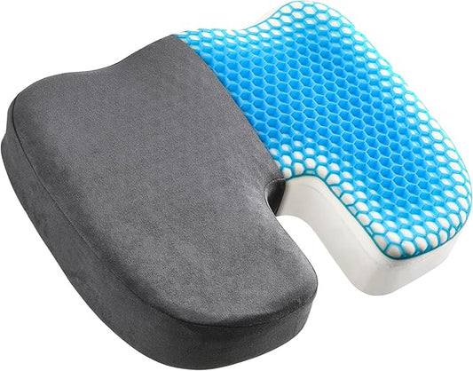 Seat Cushion for Office Chair, Gel & Memory Foam Chair Cushion, Sciatica & Coccyx Pain Relief Cushion for Long Sitting Office Workers, Car Drivers