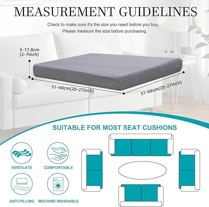 14Pcs Stretch Patio Cushion Covers,Outdoor Couch Covers Replacement,Outdoor Couch & Sofa Slipcovers,for Patio Furniture Cushion Covers,Washable Reusable Furniture Protector (Grey,Cover Only)