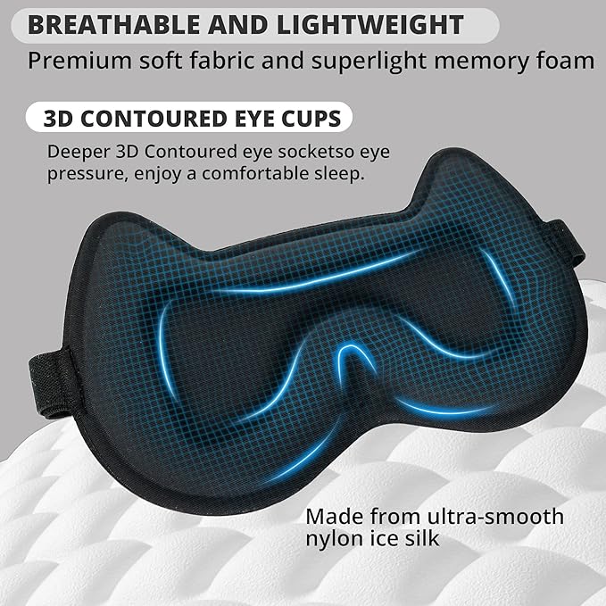 3D Kids Sleep Eye Mask: 3D Contoured Cup Sleeping Masks, Blindfold Sleep Eye Cover with Adjustable Strap, Memory Foam Lightweight Night Eyeshade for Boys Girls Teens (Gray)