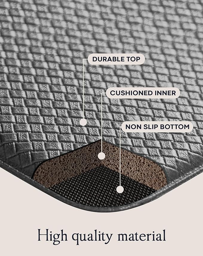 Anti-Fatigue Kitchen Mat Set – 2-Piece Memory Foam Cushioned Mats for Standing – Gray, 18×30 & 18×60, 0.4 in Thick, Waterproof, Non-Slip – Homergy