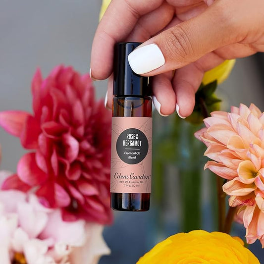Edens Garden Rose Bergamot Essential Oil Roll-On Blend- 100% Pure Premium Grade, Natural, Therapeutic, Aromatherapy, Kid & Skin Safe, The Best For Body, Gifts, Relaxation Pre-Diluted 10 ml (.33 fl oz)