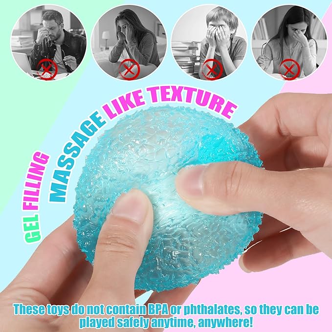 3Pc Big Soft Sensory Stress Balls, Textured Memory Gel Soft Fidget Toys, Large Sensory Soft Fidget Toy for Kids/Adults, Anxiety Relief Squeeze Ball for Autism/ADHD, Party Favors Gifts.
