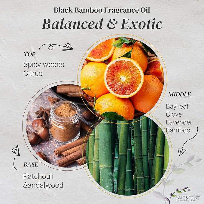 Black Bamboo Essential Oils for Diffusers for Home, Nature-derived Bamboo Essential Oil, Long-Lasting & Family-Friendly Diffuser Oils Scents, IFRA Certified, Cold Air & Ultrasonic - 4 oz