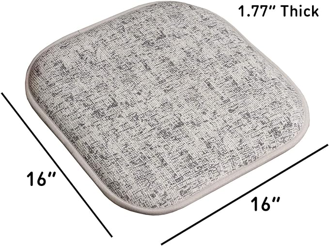 Sweet Home Collection Chair Cushion Memory Foam Pads Honeycomb Pattern Slip Non Skid Rubber Back Rounded Square 16" x 16" Seat Cover, 2 Pack, Broadway Black/White