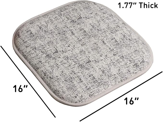 Sweet Home Collection Chair Cushion Memory Foam Pads Honeycomb Pattern Slip Non Skid Rubber Back Rounded Square 16" x 16" Seat Cover, 4 Pack, Broadway Black/White