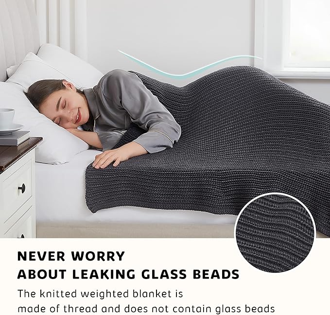 L'AGRATY Knitted Weighted Blanket - 50"x60" 10lbs Cooling Chunky Knit Heavy Blanket for Adults Braided Crochet Throw Thick Cable Yarn Knit Decorative Blanket No Beads Evenly Weighted Machine Washable