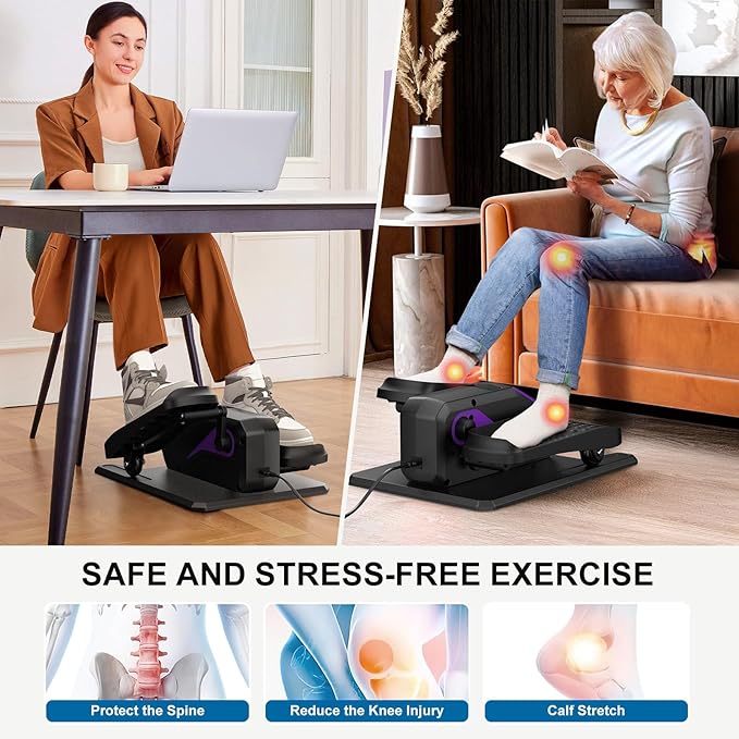 VIVURN-018 Under Desk Elliptical 5 Mode 12 Speed Low Impact Mini Electric Leg Exerciser As Seen on TV While Sitting for Seniors with Non-Slip Mat Quiet&Portable Seated Elliptical for Home and Office