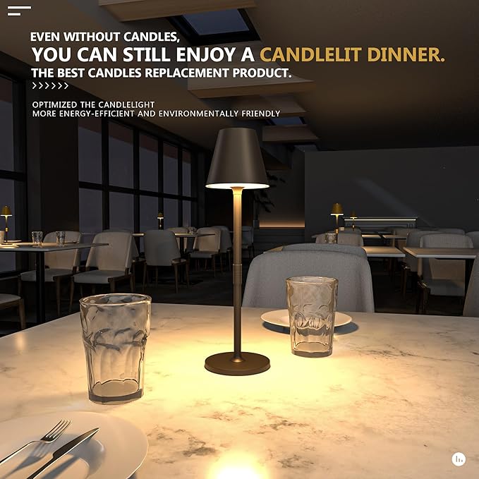 Modern LED Cordless Table Lamp, 4000mAh Rechargeable Battery, 3 Level Brightness Night Light, Metal Shell, Minimalist Design, for Couples Dinner/Coffee Table/Restaurant/Bedroom, Khaki