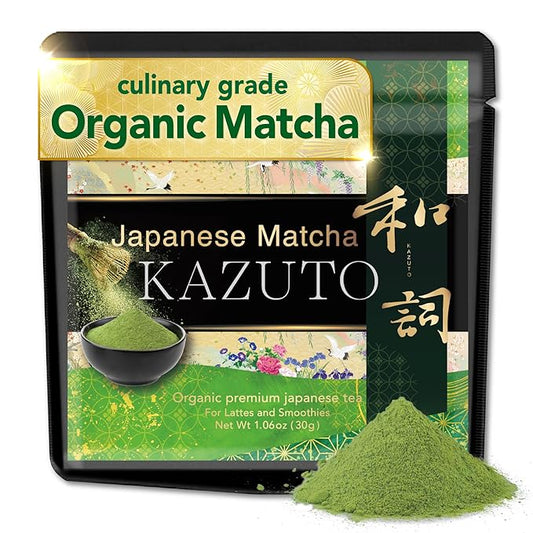 Kazuto Matcha Organic For latte And Cooking – Authentic Japanese First Harvest Culinary Grade Matcha Green Tea Powder from Shizuoka Antioxidants Unsweetned