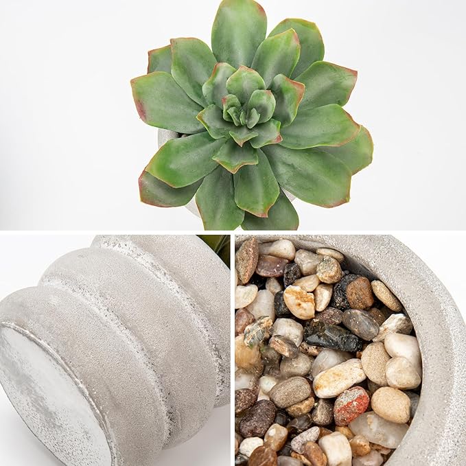 Fake Plants Succulents Artificial Agave Succulent Plants Faux Aloe Potted Plant in White Glaze Ceramic Pot for Desk Modern Office Room Table Shelf Bathroom Garden Greenery Home Decor