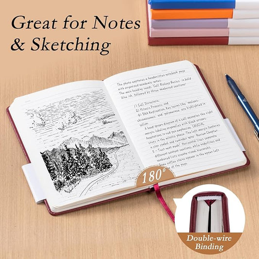 deli A5 Lined Journal Notebook, 160 Pages Hardcover Writing Notebook, 5.5"x8.2" College Ruled Notebook for Office, School, Work Notes (Red)