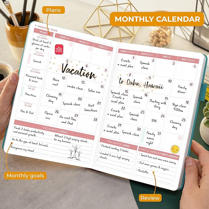 Clever Fox Daily Planner 2nd Edition – Undated Time Block Task Organizer with Hourly Schedule & to-do List – A5, 6 Months (Aquamarine)