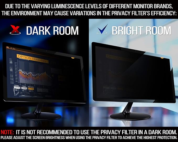 VINTEZ 21.5 Inch 16:9 Privacy Screen for Computer Monitor and Laptop - Anti Glare Protector Film Blue Light Filter Eye Protection - Computer Screen Privacy Shield, [1 Pack]