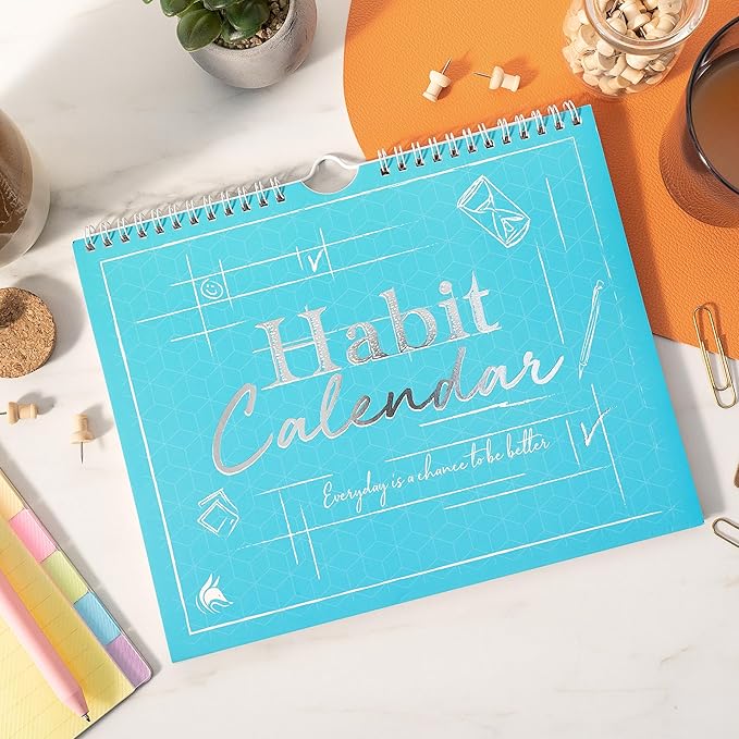 Clever Fox Habit Tracker Calendar – Inspirational Goal Tracker and Habit Calendar for Atomic Habits – Colorful Habit & Goal Planner Journal to Boost Productivity – 24 Months, 10″ x 8″ (Turquoise)