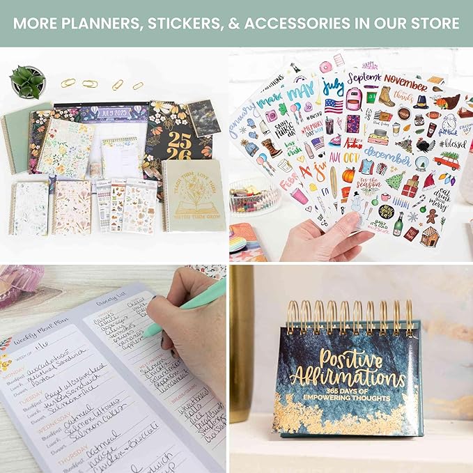 bloom daily planners 2025-2026 Hardcover Academic Year Goal & Vision Planner (July 2025 - July 2026) - Monthly & Weekly Calendar Agenda Organizer - 7.5" x 9" - Garden Party, Beige