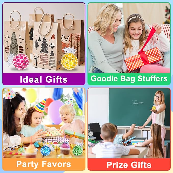 24 Pack Stress Balls Set Fidget Toys for Adults, Halloween Party Favors for Kids Adults School Class Birthday Gifts,Squishy Toys, Squeeze Balls Bulk ,Goodie Bag Stuffers Hand Exercise Balls